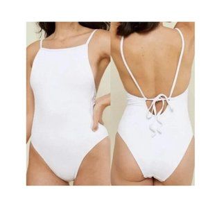 andie swimsuit The Paloma Ribbbed One piece Size Large White New With Tags
